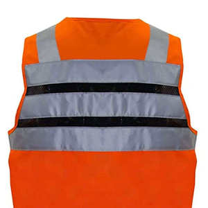Chaleco de Seguridad Reflectante Naranja con Múltiples Bolsillos, Espalda de Malla, Cierre de Cremallera, Equipo de Trabajo de Alta Visibilidad - Product Image 4