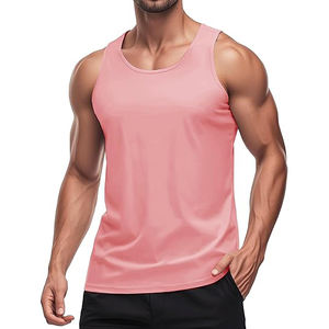 Camiseta sin mangas para hombre con corte extendido y abertura profunda, de mezcla de algodón y poliéster, ajuste relajado y holgado, ideal para gimnasio. - Product Image 1