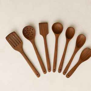 Juego de utensilios de cocina de madera, utensilio de cocina antiadherente, cucharas y espátulas de madera, cucharas de madera para cocinar, tenedor para ensalada - Product Image 2