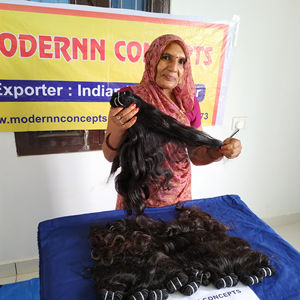 Cheveux humains cambodgiens bruts vierges bon marché, tissage machine naturel, faisceaux à double ondulation, cheveux humains de temple, meilleure qualité - Product Image 6