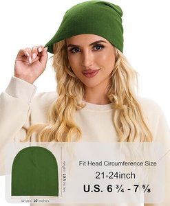 Gorro de Invierno de Lana Verde Sólido, Gorro de Punto Unisex de Estilo Casual con Decoración Desgastada para Adultos, para Viajes, con Medida de Circunferencia de Cabeza - Product Image 2