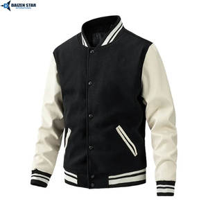 Custom Streetwear College Style Leather Varsity Jacket Button Front OEM Service Windproof Eco-Friendly Breathable Unisex Winter - Product Image 5