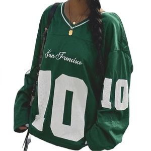 Custom Unisex Breathable 100% Polyester Print Streetwear American Football Jerseys Embroidery Patch Letter Logo Team Uniforms - Product Image 6