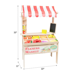 ของเล่นร้านค้าจำลองสำหรับเด็ก ทำจากไม้ พร้อมชั้นวางของและหลังคาผ้า แบบมอนเตสซอรี่ - Product Image 3