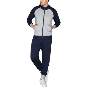 2026 New Style Custom Printed Cotton Fleece Men's Tracksuit with Pocket Zipper Two Piece Casual Jacket and Pants Jogging Set - Product Image 1
