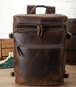 High Quality <b>Waterproof</b> Leather <b>Backpack</b> Vintage Anti-Theft Laptop Rucksack Genuine Leather Pack LBP-0367 - Product Image 4
