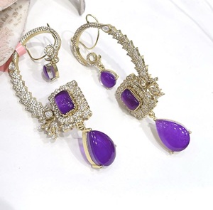 Boucles d'oreilles pendantes en moissanite plaquées or, de qualité supérieure, tendance, pour femmes, collection pour occasions spéciales - Product Image 3