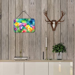 Multicolor Freesias Watercolor Wall Hanging Prints New Aluminum Metal <b>Sign</b> for Kitchen Bar <b>Bathroom</b> Plaque Home Decor 8HX12W - Product Image 4