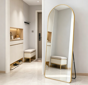 <b>Arched</b> Floor <b>Mirror</b> <b>Full</b> <b>Length</b> Body <b>Mirror</b> Aluminum Alloy Frame Glass Panel Decorative Standing <b>Mirror</b> for Bedroom Living Room - Product Image 5