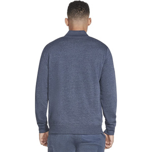 Sweat-shirt bleu à fermeture éclair pour homme, couleur unie, coupe décontractée, col montant, manches longues, tricoté, pour l'automne - Product Image 6