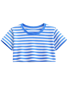 Conjunto de Top Corto y Pantalones Cortos a Rayas Blancas y Azul Cielo para Mujer, Atuendo Casual de Verano de Dos Piezas, Cintura Elástica, Ropa de Salón, Ropa Urbana OEM - Product Image 2