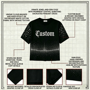 Custom Rhinestone Studded Oversized Black T-<b>Shirt</b> <b>Gothic</b> Streetwear Bling Graphic Tee Wholesale - Product Image 5