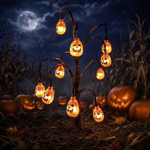 Guirnalda de Luces LED con Forma de Calabaza de Halloween, Decoración de Jardín para Exteriores, Lámpara Nocturna LED, Luz Blanca Cálida, Adorno Festivo para Patio - Product Image 4