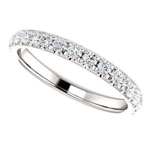 Anillo de Boda Semi Eternity con Moissanita de Corte Redondo, Plata de Ley 925, Apilable, Anillo de Promesa de Aniversario Nupcial, Regalo para Ella - Product Image 2