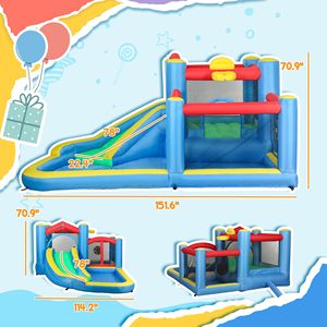 Grande Scivolo Acquatico Gonfiabile da Esterno con Scivolo, Casa Gonfiabile, Soffiatore da 550W, Canestro da Basket, Piscina con Spruzzi e Bersaglio per Freccette - Attrezzatura per Divertimento - Product Image 3