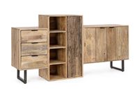 Buffet Modulaire Moderne en Bois Massif avec Tiroirs, Étagères et Portes – Meuble de Rangement de 1,5 m pour Salle à Manger, Salon, Cuisine, Hôtel – Style Ferme