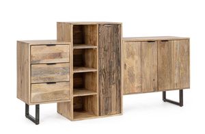 Modern <b>Rustic</b> Solid Wood Modular <b>Sideboard</b> with Drawers Shelves Cabinet Doors 5 ft Storage for Living Room Home Furniture - Product Image 3