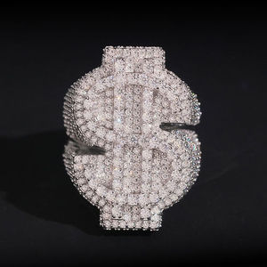 แหวนทอง 14K ประดับเพชร VVS ลายสัญลักษณ์ดอลลาร์ฮิปฮอป - Product Image 2