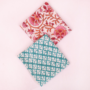 Hand Block Printed Cotton Women's Square Bandana Scarf & <b>Head</b> <b>Wrap</b> Floral Pattern Travel Fashion Accessories - Product Image 2