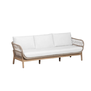 Three Seat <b>Outdoor</b> Garden <b>Sofa</b> <b>Rattan</b> White Cushion Contemporary Design Waterproof Patio Furniture - Product Image 1