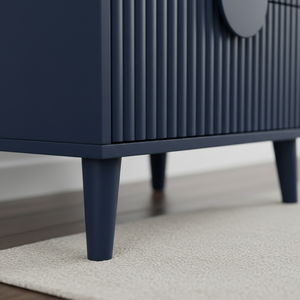 Table basse moderne et durable pour salon, 2 tiroirs, bois d'hévéa, MDF, placage de chêne, poignée en bois, meubles de maison - Product Image 5