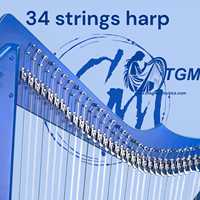 Harpe à leviers de grande taille à 36 cordes avec étui et clé de réglage, style vintage élégant, motif floral, instruments de musique, harpes