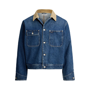 Premium Winter Solid Denim Corduroy Collar Trucker <b>Jacket</b> Men Vintage Workwear OEM Custom Heritage Front Americana Outerwear - Product Image 1