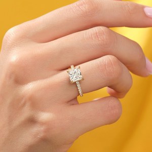 Sparkly 2.02CT Princess Cut Diamond Proposal Ring For Women's Lab Grown 18K Solid Gold Anniversary Promise <b>Gift</b> For Lovers - Product Image 3