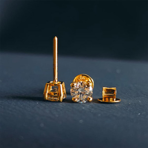 Pendientes de Diamantes Cultivados en Laboratorio de Oro de 14K, Modernos y Elegantes |   Joyería Fina Hecha a Mano para Mujer |   Regalo para Fiestas |   Venta al por Mayor Directa de Fábrica - Product Image 3