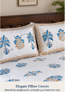 Ensemble de housse de couette en coton 100% imprimé à la main, 3 pièces |   Literie florale indienne de luxe léger de style Jaipuri |   Vente en gros de textiles de maison 200TC - Product Image 2