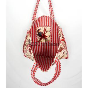Wholesale Bohemian Velvet Quilted Tote <b>Bag</b> Handcrafted Striped Shoulder Shopping <b>Bags</b> From Rajasthan for Exhibition - Product Image 6