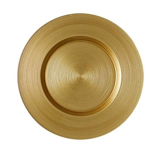 Assiettes de présentation décoratives en laiton, rondes, avec base métallique, pour une mise en scène de table de luxe, mariage, banquet, événement - Product Image 2