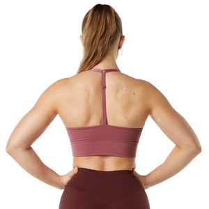 Rose Pink Women's V Neck <b>Cross</b> Back Sports Bra Moisture Wicking Athletic Crop <b>Top</b> for Workout Yoga Gym Fitness Running - Product Image 2