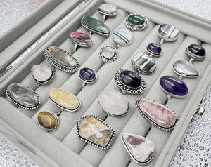 Natural Assorted Gemstone <b>Silver</b> Plated <b>Rings</b> Assorted <b>Rings</b> <b>Set</b> Wholesale Ready <b>Rings</b> Bulk Jewelry Supplier - Product Image 4
