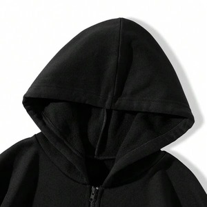 Sudadera con Capucha Negra para Hombre con Pedrería, Cierre de Cremallera, Estilo Casual, Corte Regular, Ropa Urbana de Otoño, 100% Algodón Tejido - Product Image 5