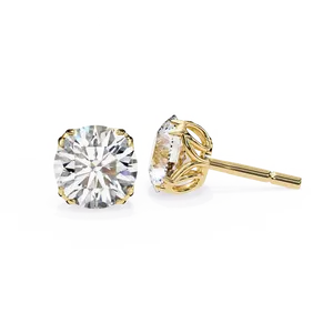 1.5ct Round Brilliant Cut Lab grown Diamond Solitaire Stud <b>Earrings</b> 18K Solid Gold Fine Jewelry Women Post <b>Back</b> Earwear Pair - Product Image 2