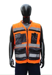 Gilet de sécurité réfléchissant haute visibilité unisexe, imperméable, certifié CE/EU, en maille polyester, vêtements de travail avec poches, fermeture réglable - Product Image 6