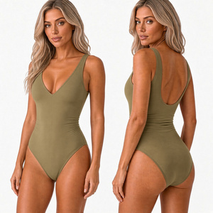 Maillot de bain une pièce pour femme, col en V, avec votre motif personnalisé, idéal pour les journées à la plage et les vacances. - Product Image 1