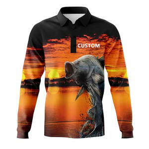 เสื้อโปโลตกปลาแขนยาว แห้งเร็ว ระบายอากาศได้ดี ขนาดใหญ่พิเศษ สำหรับงานซับลิเมชั่น อุปกรณ์ตกปลา  รับสั่งทำตามแบบ - Product Image 1