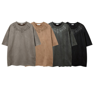 เสื้อยืดแขนสั้นคุณภาพสูงลายพิมพ์หนังกลับสไตล์อเมริกันสตรีทไลฟ์สำหรับผู้ชาย - Product Image 1