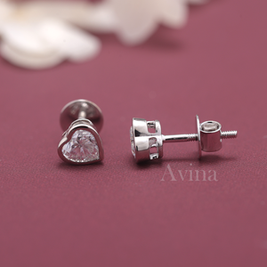 IGI Certified Lab Grown Diamond Heart Shape Stud <b>Earrings</b> Solid 925 Sterling Silver Bezel Set Solitaire Diamond <b>Earrings</b> - Product Image 3