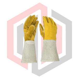 ถุงมือหนังวัวแท้สีเหลืองปาล์มเกรย์ ทนทาน สำหรับงานเชื่อม งานดับเพลิง ป้องกันความร้อน ป้องกันการฉีกขาด ป้องกันการบาด ป้องกันไฟฟ้าสถิต - Product Image 1