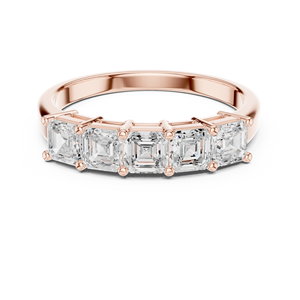Anillo de compromiso de lujo con corte octogonal cuadrado en oro rosa macizo de 14K para mujer, certificado GRA, con 5 diamantes cultivados en laboratorio. - Product Image 1
