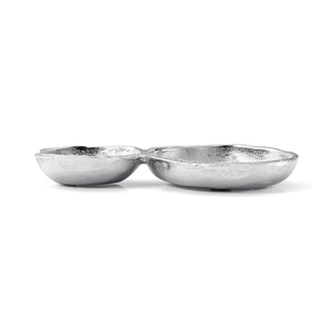 Ensemble de bols de service en métal argenté à double section, ustensiles de cuisine artisanaux, décoration de table moderne, centre de table, cadeau pour condiments - Product Image 3