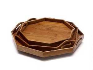 Bandeja Redonda de Madera Clásica y Duradera HAC-368 de H a CRAFT, para Servir en el Hogar, Cocina, Comedor, Decoración, Bodas y Eventos - Product Image 2