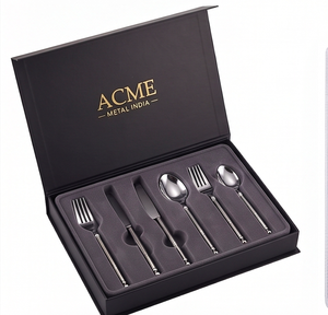 Juego de cubiertos con punta esférica y acabado minimalista tipo espejo, de acero inoxidable pulido con detalles de punta esférica, para hoteles, restaurantes y cenas en casa. - Product Image 3