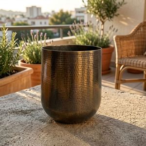 Vases en métal à texture martelée finition nickel, centre de table décoratif pour la maison, le salon, les mariages et les fêtes - Product Image 3