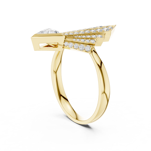 Bague de cocktail Art Déco en or massif 14K 18K avec diamant de laboratoire taille triangle DEF VVS 0.60 CTW, bague de fiançailles, vente en gros ODM - Product Image 4
