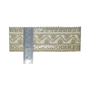 Tissu en dentelle fait à la main avec motif floral romantique de 9 mètres, broderie multi-brillance, vêtements fantaisie simples de luxe traditionnel - Product Image 1
