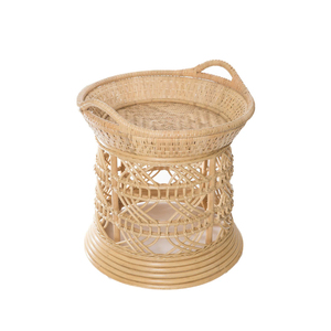Modern Rattan Side <b>Table</b> With Basket Top New Design Woven Rattan <b>Stool</b> For Living Decoration Home Furniture - Product Image 1
